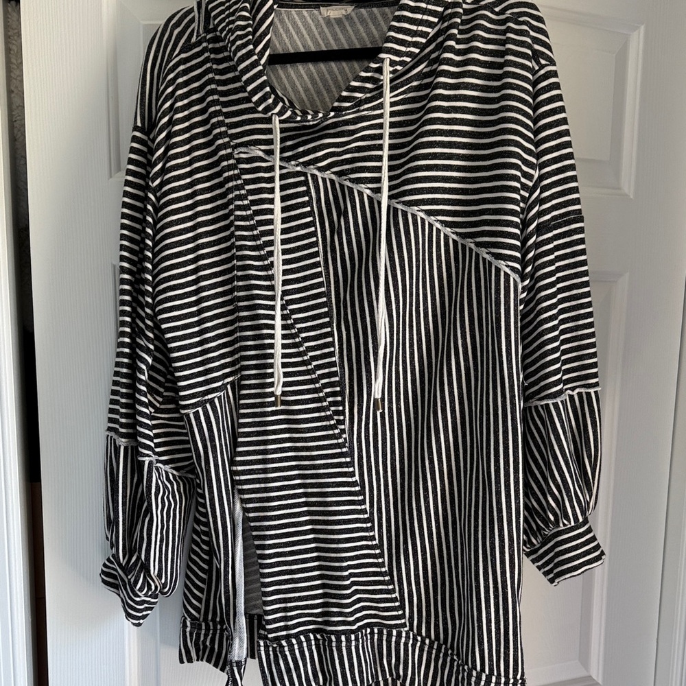 Pilot Black & White Striped Hoodie